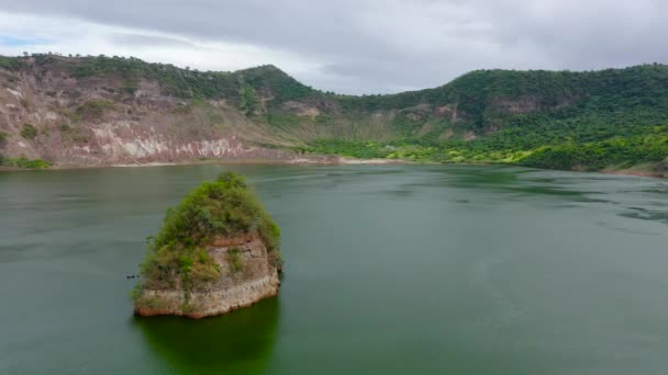 Зелене Кратерне Озеро Вулкан Тааль Вигляд Повітря Найменший Вулкан Таал — стокове відео