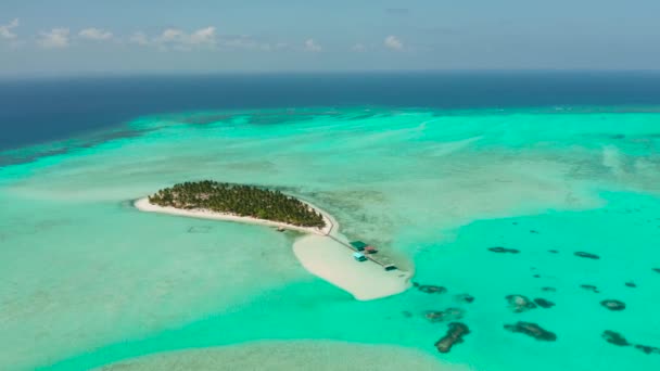 Tropische Insel Ozean Mit Palmen Weißen Sandstrand Onok Island Balabac — Stockvideo