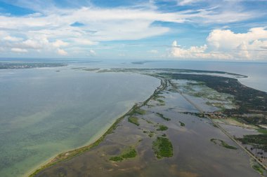 Top view of seascape with islands in the north of Sri Lanka.