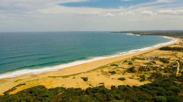 Aerial Drone Seascape Tropical Sandy Beach Blue Ocean Baby Surf — Stockfoto