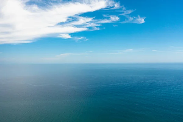 Aerial View Blue Sea Waves Sky Clouds Ocean Skyline — Stock Photo, Image