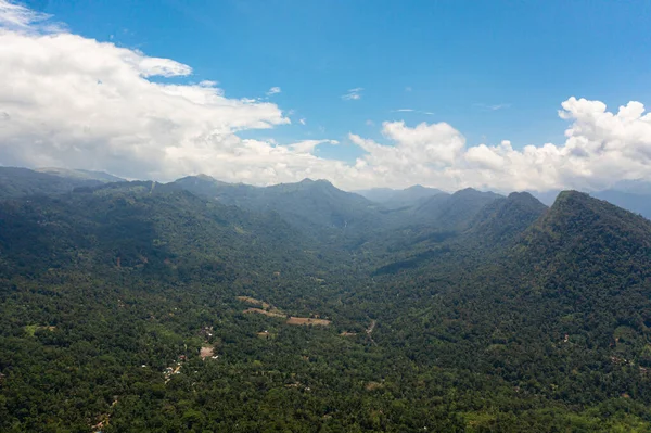 Mountains Covered Rainforest Trees Blue Sky Clouds Sri Lanka — Photo