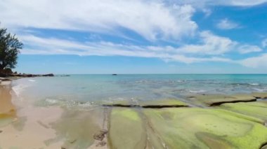 Beautiful tropical beach and blue sea. Borneo, Malaysia. Tindakon Dazang Beach.