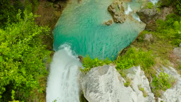 Cachoeira Selva Floresta Tropical Cima Cachoeiras Tropicais Inambakan Selva Montanha — Vídeo de Stock