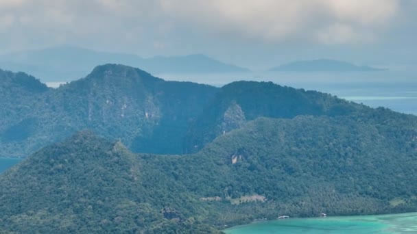 Mavi Denizdeki Tropikal Adalarla Deniz Uçakları Tun Sakaran Deniz Parkı — Stok video