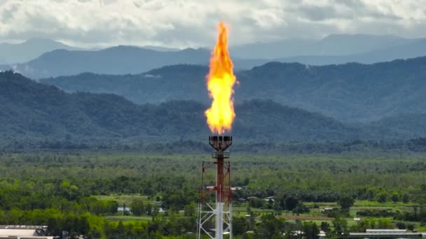 Flare Gás Grande Complexo Industrial Refinaria Petróleo Terminal Petróleo Bornéu — Vídeo de Stock