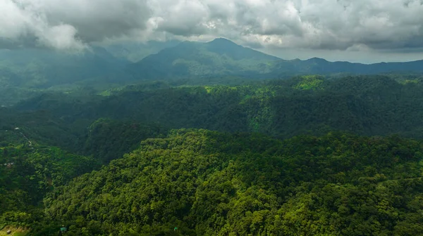Mountain slopes covered with rainforest and jungle view from above. Negros, Philippines