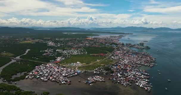 Вид Сверху Панораму Города Семпорна Жилыми Домами Борнео Штат Сабах — стоковое видео