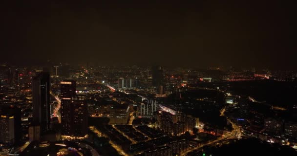 Kuala Lumpur Malasia Septiembre 2022 Vista Aérea Iluminación Nocturna Ciudad — Vídeos de Stock