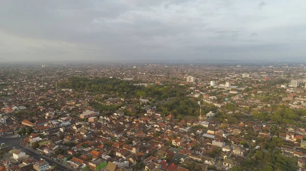Vista Aerea Yogyakarta Con Edifici Case Tramonto Ambiente Urbano Asia — Foto Stock