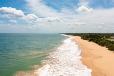 Turkuaz suyu olan güzel bir deniz manzarası sahili. Sri Lanka. Yaz ve seyahat tatil konsepti.