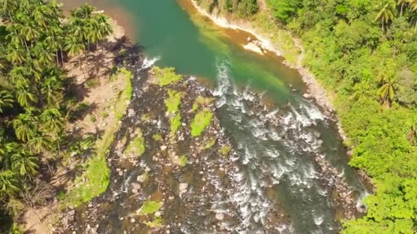Flygdrönare Från Floden Cagayan Oro Som Rinner Genom Regnskogen Och — Stockvideo