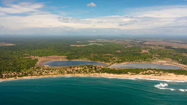 Vista Superior Costa Isla Sri Lanka Con Una Playa Océano — Foto de Stock