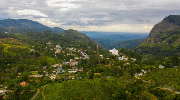 艾拉镇被绿山环绕 周围有茶园和农田 斯里兰卡 — 图库照片