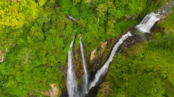 緑の森の中の美しい滝 スリランカのマウンテンジャングルのプナエラの滝 — ストック写真