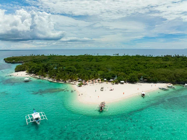 ヤシの木がある熱帯の島の砂浜 フィリピンのバージン島 — ストック写真