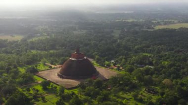 Aerial drone of Buddhist stupa temple in Anuradhapura - Sri Lanka.
