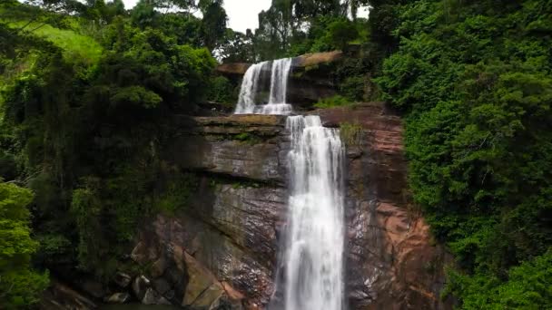 ジャングルの滝 スリランカ 熱帯雨林のタリヤ ウェトゥナ滝 — ストック動画