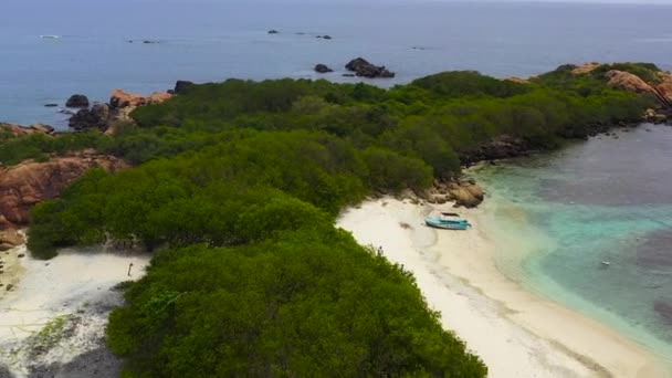 熱帯の島と海の砂のビーチでの海 スリランカのピジョン島 — ストック動画