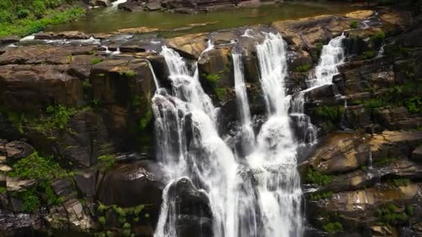 Flygfoto Över Tropical Clair Falls Bergsdjungeln Sri Lanka — Stockvideo