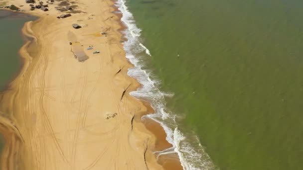 Aerial View Seascape Tropical Sandy Beach Blue Ocean Kalpitiya Sri — Stock Video
