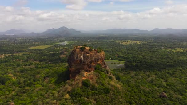 Piękny Krajobraz Widokiem Sigiriya Lub Lion Rock — Wideo stockowe
