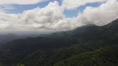 Sri Lanka 'daki dağların ve yeşil tepelerin insansız hava aracı.