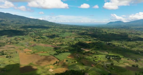 Вид Воздуха Сельскохозяйственные Угодья Поля Подножия Вулкана Негрос Филиппины — стоковое видео