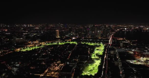 Stad Manilla Hoofdstad Van Filipijnen Nachts — Stockvideo