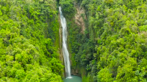 Cachoeira Bonita Floresta Verde Vista Superior Tropical Mantayupan Falls Mountain — Vídeo de Stock
