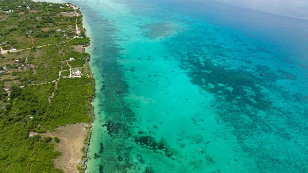 stock image Aerial view of Tropical sandy beach and blue sea. Bantayan island, Philippines.