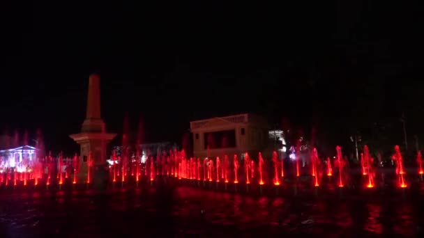 Красочный Красивый Танцевальный Фонтан Лазерное Шоу Город Виган Илокос Сур — стоковое видео