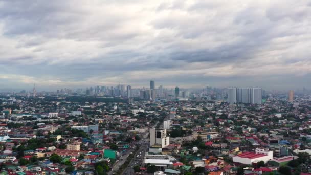 Widok Lotu Ptaka Panorama Miasta Manila Drapacze Chmur Centra Biznesowe — Wideo stockowe