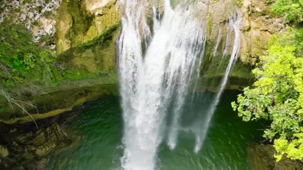 Vista Superior Cachoeira Floresta Tropical Câmera Lenta Tropical Ben Ben — Vídeo de Stock