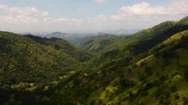 Mountains with rainforest and jungle in the mountainous province. Mountain landscape in Sri Lanka.