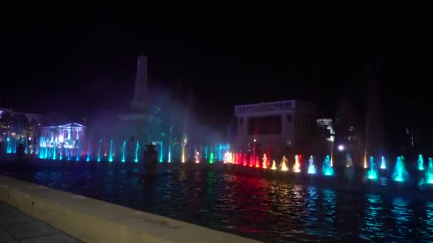 Renkli Güzel Bir Dans Çeşmesi Lazer Gösterisi Vigan Şehri Ilocos — Stok video