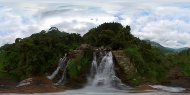 Letecký Pohled Dolní Rambodžské Vodopády Srí Lanka 360Vr Video Vodopád — Stock video