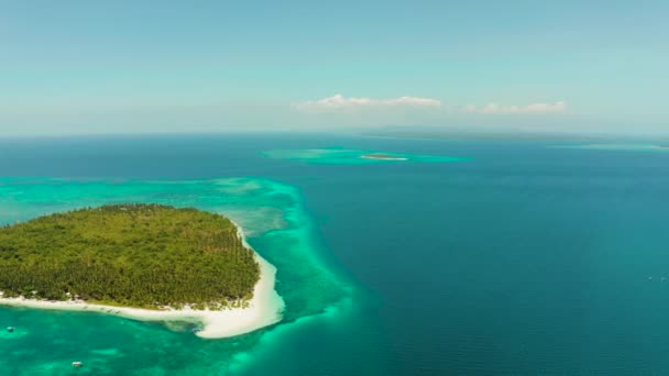 Isla Tropical Con Hermosa Playa Palmeras Vistas Agua Turquesa Desde — Vídeos de Stock