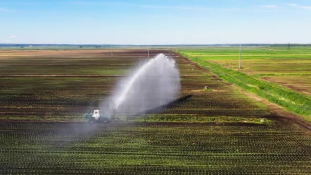 Centro Pivô Agricultura Máquina Irrigação Culturas Vista Aérea Pivô Irrigação — Vídeo de Stock