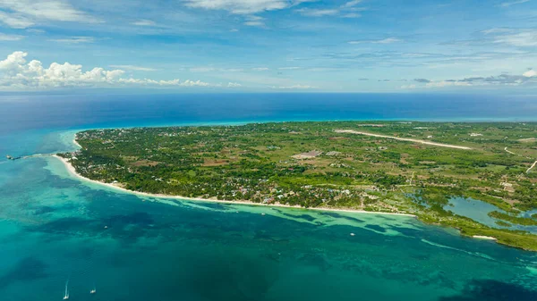 Paisaje Marino Aéreo Con Isla Tropical Playa Mar Isla Bantayan — Foto de Stock
