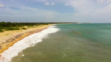 Tropical landscape with beautiful sandy beach and blue sea. Sri Lanka.