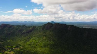 Sri Lanka 'da yeşil ormanlı bir dağ sırası.
