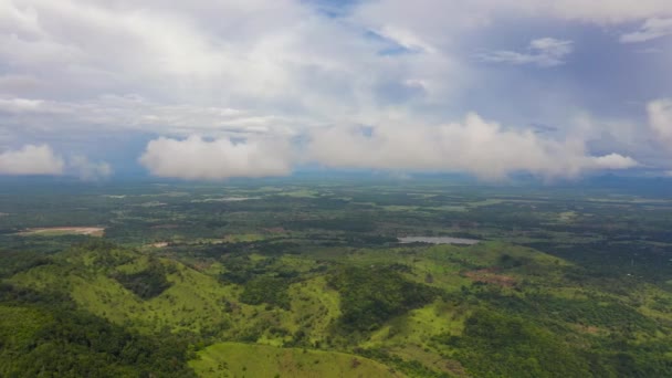 Flygdrönare Bergen Med Grön Skog Och Bergsdal Sri Lanka — Stockvideo