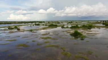 Yağmur mevsiminde Sri Lanka 'da sel basmış topraklar.