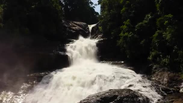 Waterfall Jungle Bopath Falls Rainforest Sri Lanka — Stock Video