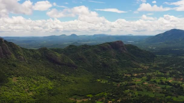 Montañas Con Bosques Verdes Tierras Agrícolas Con Plantaciones Agrícolas Sri — Vídeos de Stock