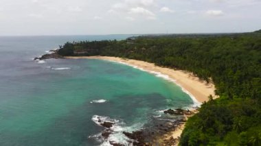 Güzel tropik plaj ve mavi deniz. Sessiz Sahil, Sri Lanka.