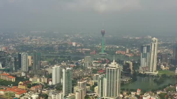 Flygfoto Över Lotus Tower Colombo Stadsutsikt Uppifrån Sri Lanka — Stockvideo