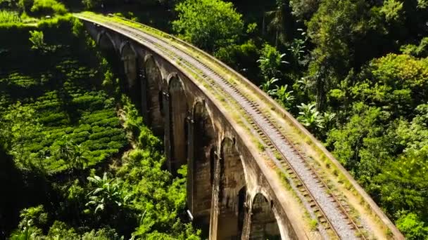 山岳地帯にある9つのアーチ橋の上からの眺め スリランカのエラ — ストック動画