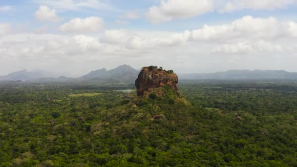 Bovenaanzicht Van Sigiriya Leeuw Rots Fort Sri Lanka — Stockvideo
